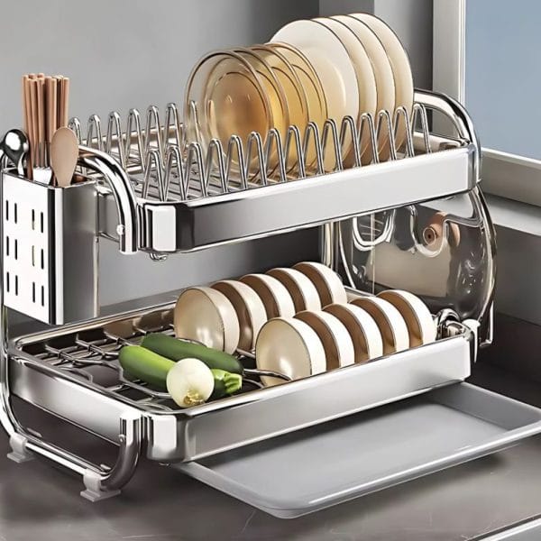 ESCURRIDOR DE PLATOS ACERO INOXIDABLE 2 NIVELES