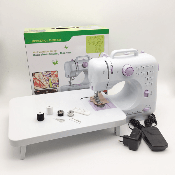 MAQUINA DE COSER PORTÁTIL CON MESA DE 12 PUNTADAS