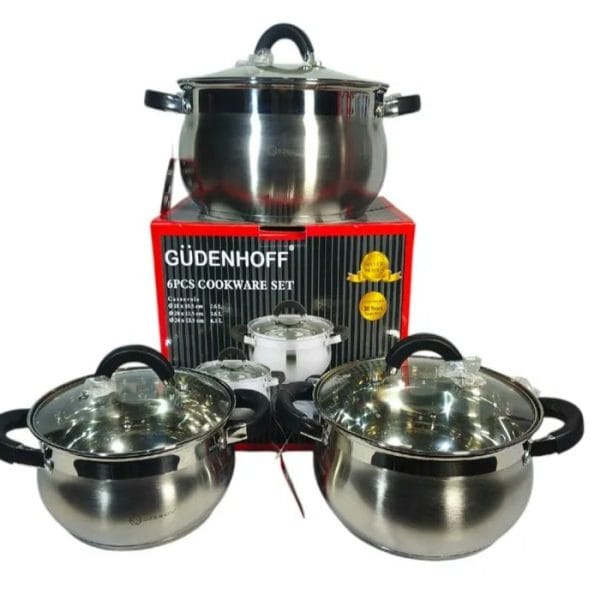 JUEGO DE OLLAS 6 PIEZAS,  ACERO INOXIDABLE