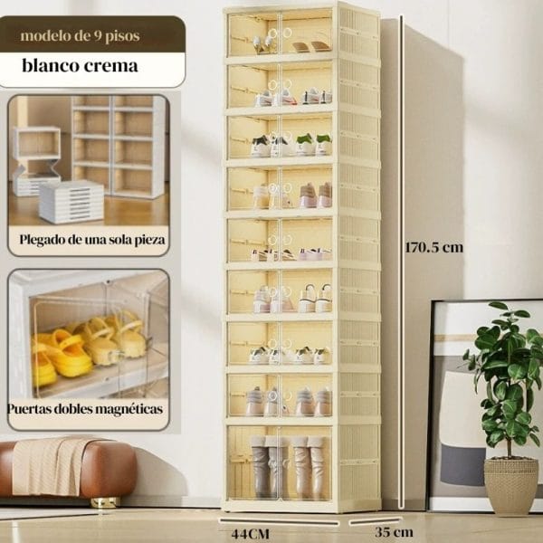 ZAPATERA PLEGABLE DOBLE CREMA 9 NIVELES